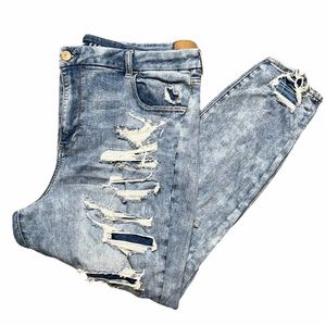 American Eagle Distressed Women’s Curvy Hi-Rise Jeggings Skinny Jeans Size 22